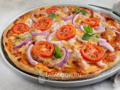 Пицца с фаршем, помидорами и луком