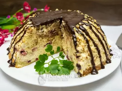 Торт панчо с карамельным кремом и вишней