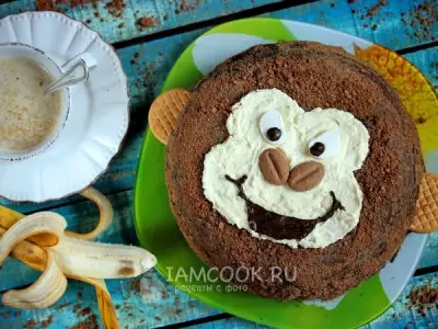 Торт с кокосовым кремом и бананами «Обезьяна»