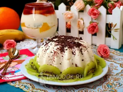 Творожный десерт с желатином и фруктами фото