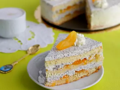 Маковый торт с абрикосами