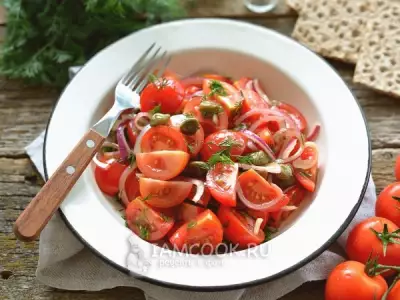 Салат из маринованных помидоров черри