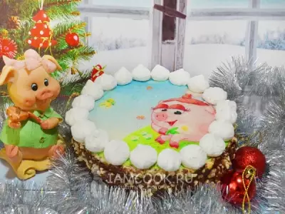 Торт «Свинка» на Новый 2019 год (со сгущенкой)