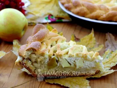 Пирог с творогом и яблоками в духовке фото