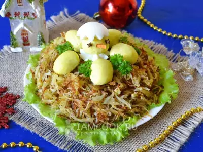 Новогодний салат «Гнездо»