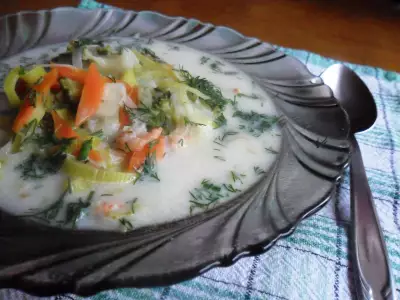 Сырный суп с креветками "послепраздничный"