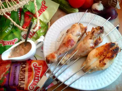 Лучший рецепт курицы-гриль в домашних условиях с маринадом махеевъ и соусом с майонезом, кетчупом и хреном  махеевъ