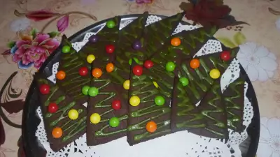 Песочное шоколадное печенье «елочки» на новый год 2019