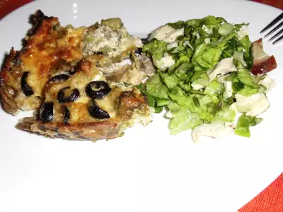 Запеканка из брокколи с грибами и маслинами лёгкий зеленый салат