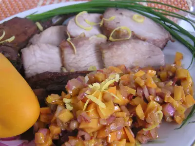 Пикантная острая свинина с манговой сальсой карнавал вкуса