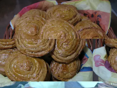 Печенье ракушки с кунжутом и хлеб рулет с кунжутом
