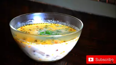 Суп с грибами и сливками на курином бульоне