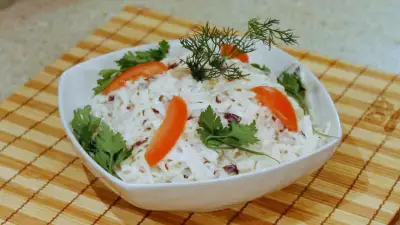 Салат "узбекистан" из черной редьки и мяса