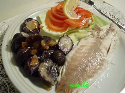 Сибас на соли с трюфельной картошкой
