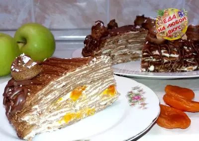 Блинный торт «шоколадный» без выпечки