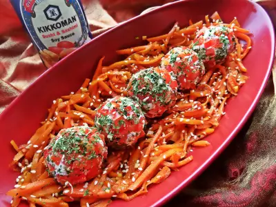 Морковный салат с творожными шариками
