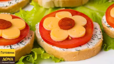 Красивые бутерброды с цветами на праздничный стол