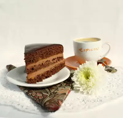 Шоколадно-кофейный торт с абрикосовым джемом