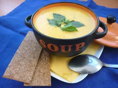 Суп-пюре из чечевицы с кукурузной крупой