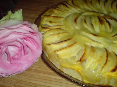 Открытый яблочный пирог tarte aux pommes для именинницы иришки
