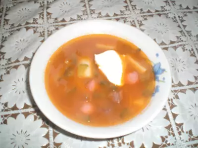 Фасолевый суп с солеными огурчиками любимый суп сына