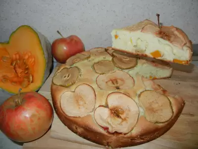 Яблочно-тыквенный бисквитный пирог «осень вдруг напомнила душе о самом главном»