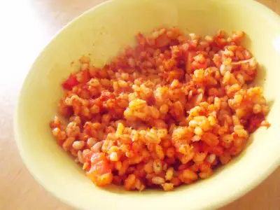 Вариант "перлотто с креветками в томатном соусе"