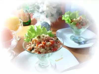 Салат с кус кусом и копчёной форелью