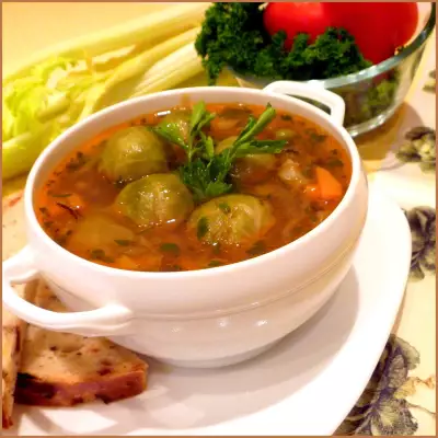 Овощной суп с брюссельской капустой и диким рисом в мультиварке ( тест-драйв )