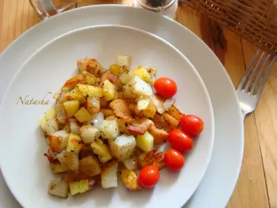Картофель, жареный со шкварками