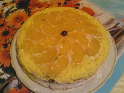 Торт  с абрикосами и апельсинами