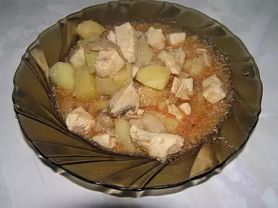 "соус" из куриного филе и шампиньонов