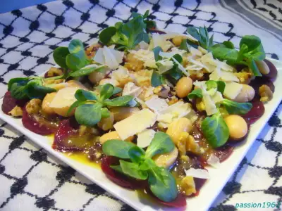 Свекольный салат с фасолью и грецкими орехами