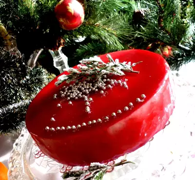 Клюквенный торт “огонь рождественской свечи”