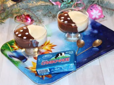 Шоколадно ванильный десерт "день и ночь"