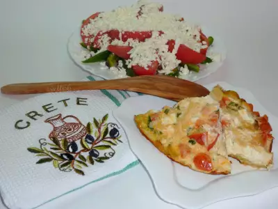 Легкий ужин в критском стиле ( омлет с кабачками и фетой + сфакийский салат)