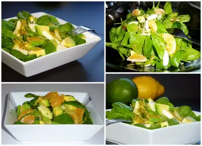 Вариации - салат со шпинатом в мятно-лимонной заправке