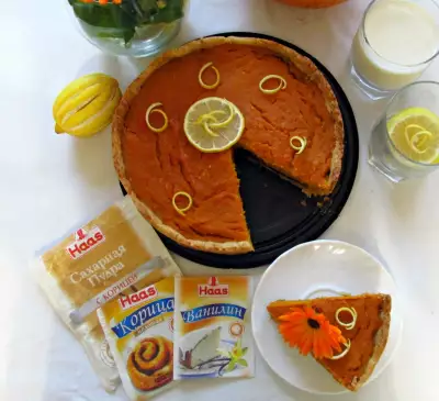 Нежный тыквенно-лимонный пирог с черносливом
