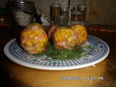 Заливное "яйца фаберже" с креветками