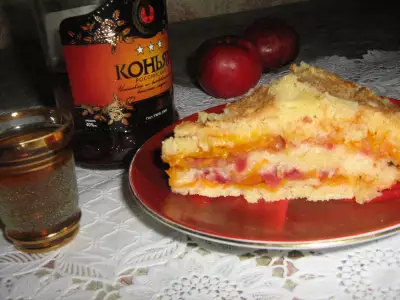 Насыпной пирог с тыквой и яблоками.