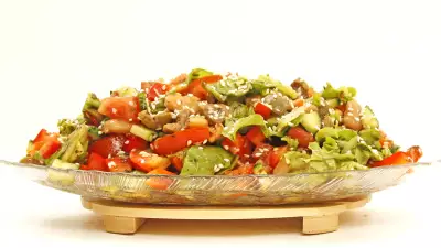 190. овощной салат с фасолью: интересная заправка, без майонеза