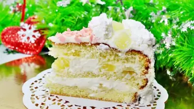 Бисквитный торт «пина колада» новогодний рецепт