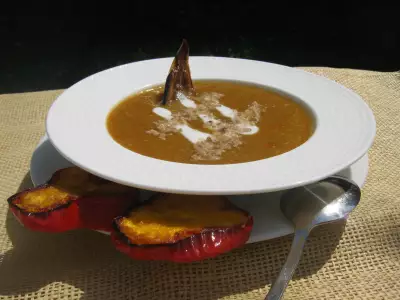 Крем суп удачный овощной суп из баклажан и сладкого перца