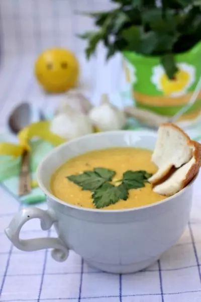 Крем суп из картофеля и печёного чеснока