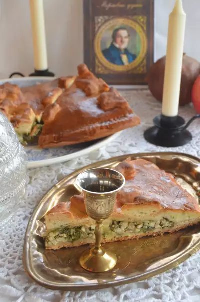 Пресный пирог с яйцом и луком для павла ивановича чичикова.