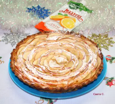 Ароматный яблочный пирог «роза с мороза»
