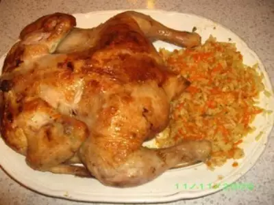Жареный фазан (или курица) с рисом