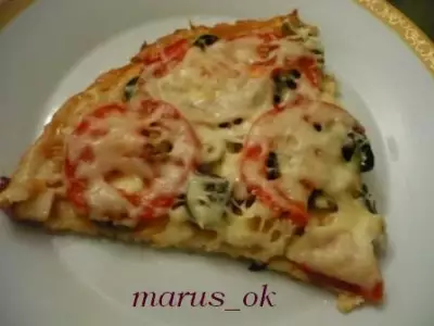 Пицца с копченым кальмаром на дранике