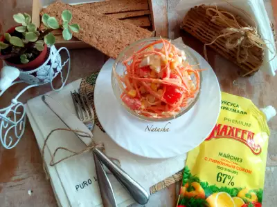 Лучший рецепт салата с курицей и помидором, заправленного майонезом с лимонным соком "махеевъ"