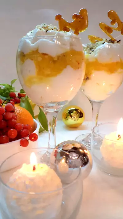 Новогодний десерт с фигурной карамелью